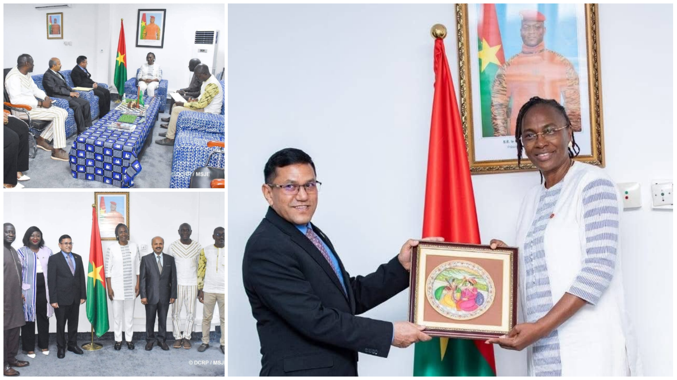 On 12 June 2026, Ambassador Om Prakash Meena paid a courtesy call on H.E. Annick PIKBOUGOUM/ZINGUE OUATTARA, Minister of Sports, Youth and Employment of Burkina Faso.