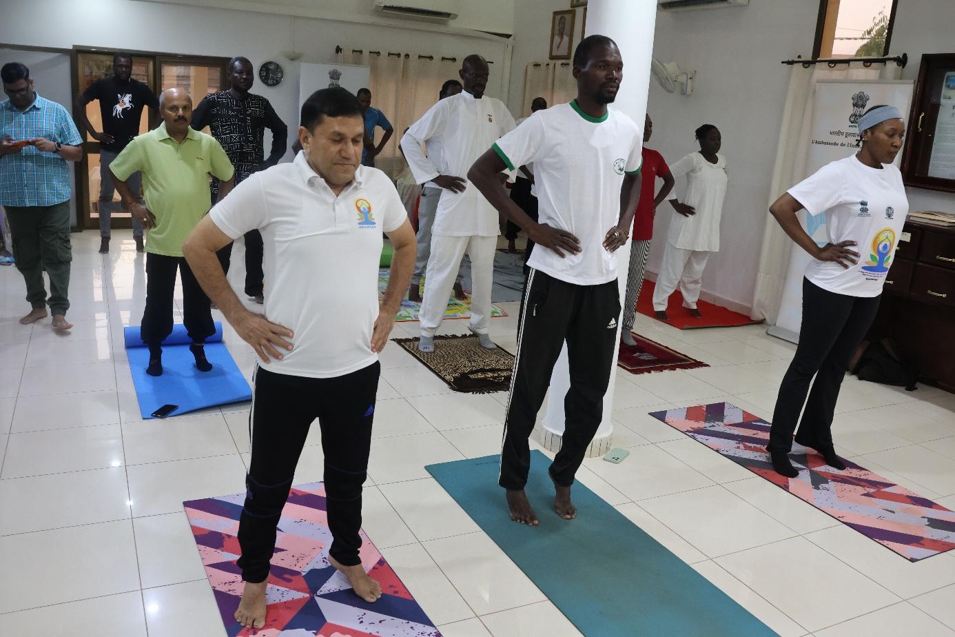 03 May 2026 - As part of the run up to IDY2026, a yoga session was organized at the Embassy of India, Ouagadougou, in collaboration with Sahaj Yoga, Brahma Kumaris, and Hatha Yoga groups.