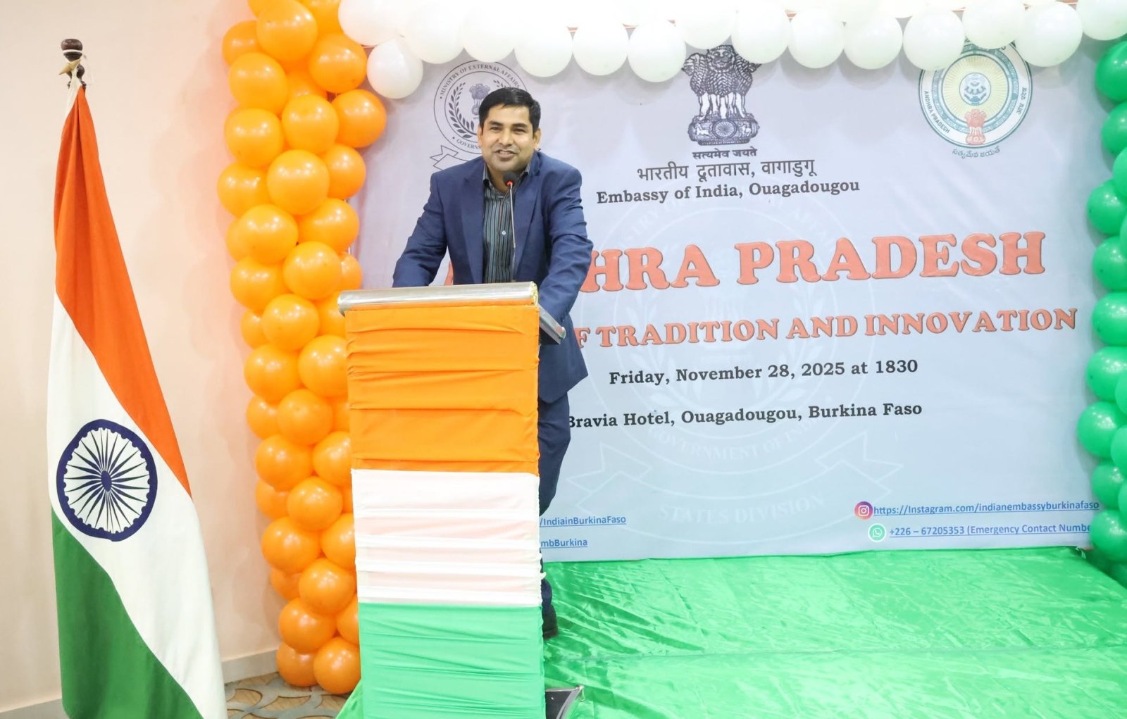 On November 28, 2025: Organization of States Facilitation event by Embassy of India, Ouagadougou promoting the State of Andhra Pradesh.