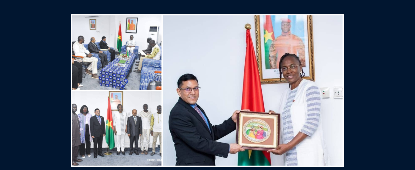 On 12 June 2026, Ambassador Om Prakash Meena paid a courtesy call on H.E. Annick PIKBOUGOUM/ZINGUE OUATTARA, Minister of Sports, Youth and Employment of Burkina Faso.