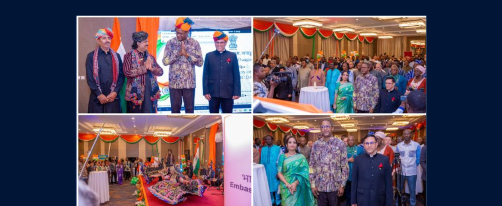 Ambassador hosted a reception on the occasion of the 77th Republic Day of India, an evening dedicated to the commemoration of 150th Anniversary of Vandematram. Foreign Minister H.E. Mr. Karamoko Jean Marie Traore graced the occasion as Chief Guest.
