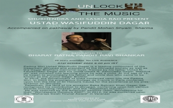  Live concert - Dhrupad by Ustad Wasifuddin Dagar on 31 October 2020 at 9.00 PM IST