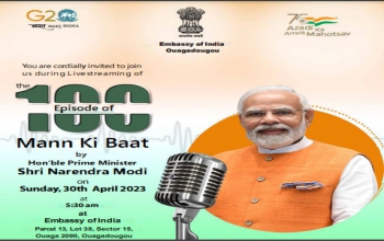 Mann Ki Baat- 100th Episode, Live Streaming @ the Embassy on April 30, 2023 (5.30 am)