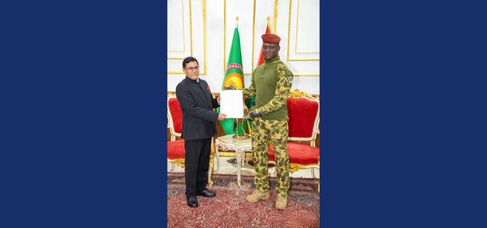 Ambassador Om Prakash Meena presented his Letter of Credentials to H.E. Captain Ibrahim TRAORE, President of Faso, Head of State on June 26, 2025