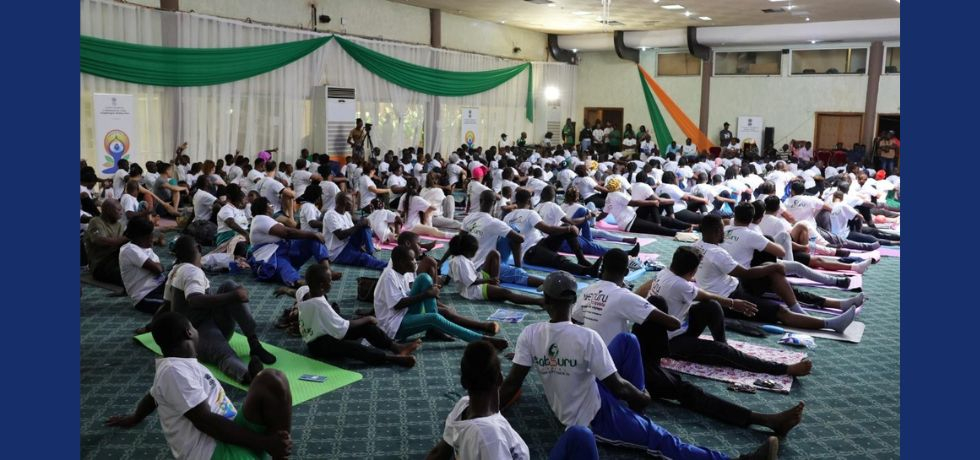 Glimpses of the celebration of 11th International Day of Yoga on June 21, 2025, under the theme “Yoga for One Earth, One Health” at the Salle de Conférences, Ouaga 2000, Ouagadougou, Burkina Faso