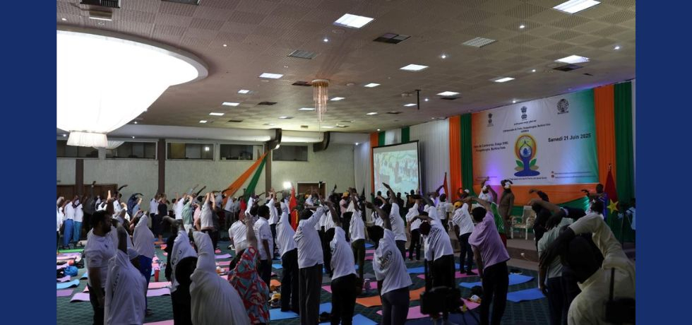 Glimpses of the celebration of 11th International Day of Yoga on June 21, 2025, under the theme “Yoga for One Earth, One Health” at the Salle de Conférences, Ouaga 2000, Ouagadougou, Burkina Faso