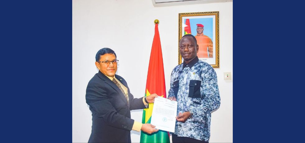 Ambassador Om Prakash Meena paid a courtesy call on H.E. Mr. Roland Somda, Minister of Sports, Youth and Employment, Government of Burkina Faso on June 12, 2025
