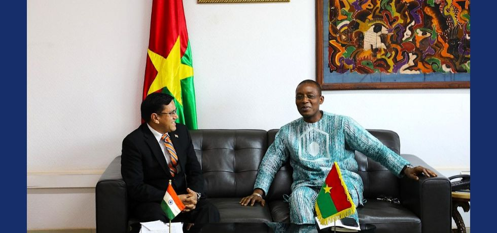 Ambassador Om Prakash Meena paid a courtesy call on H.E. MR. Serge Gnaniodem PODA, Minister of Industry, Trade and Handicraft and SMEs, Government of Burkina Faso on March 25, 2025