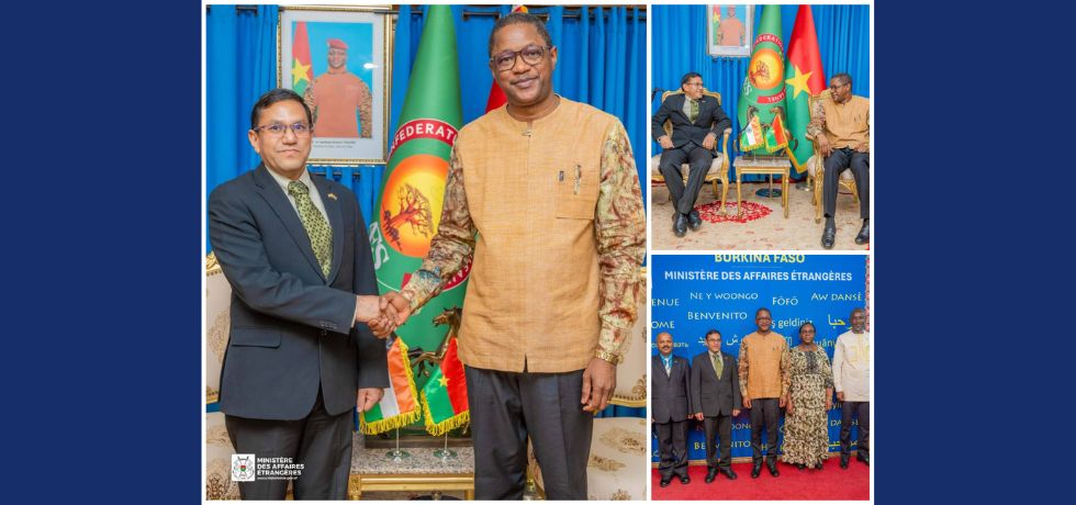 08 April 2025 - Ambassador called on H.E. Mr. Karamoko Jean Marie TRAORE, Minister of Foreign Affairs of Burkina Faso.